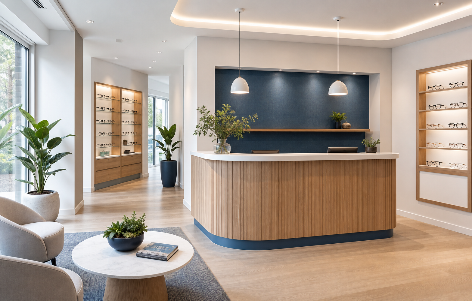 Recepción de un centro oftalmológico moderno